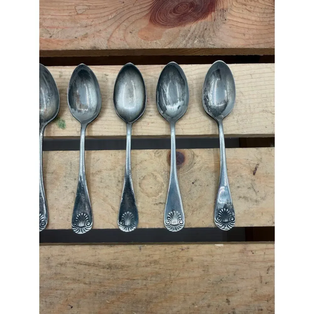 Vintage Crown Silver Shell Pattern Demitasse Spoons (Set of 6)
